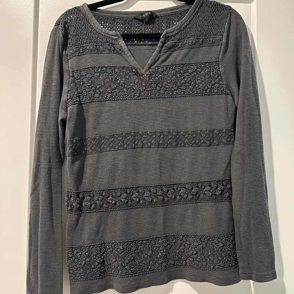 Gray Lace Detail Women's Top